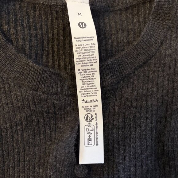 Lululemon Cashmere Scalloped Cuff Cardigan in Heathered Core Black - Picture 4 of 4